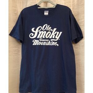 Ole Smoky Tennessee Moonshine Navy Blue Graphic T-Shirt Gildan Large L‎